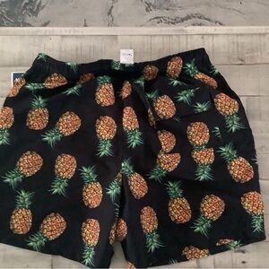 Marshalls Black Swim Trunks with Pineapple Print